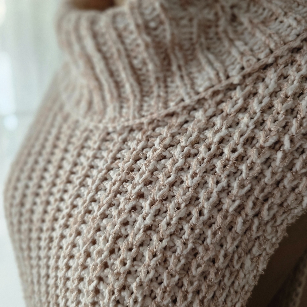 Free People Cream Open Side Button Detail Sweater Dress/Jumper, Size M - Picture 5 of 8